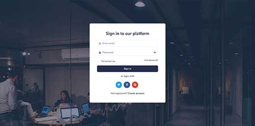 Sign in page preview