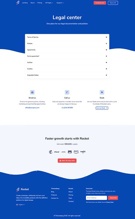 Legal center page preview