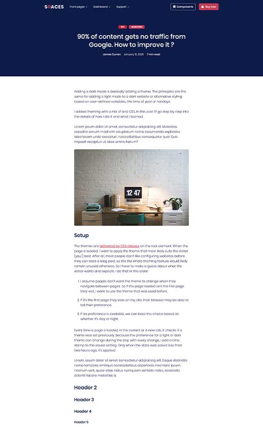 Blog post page preview